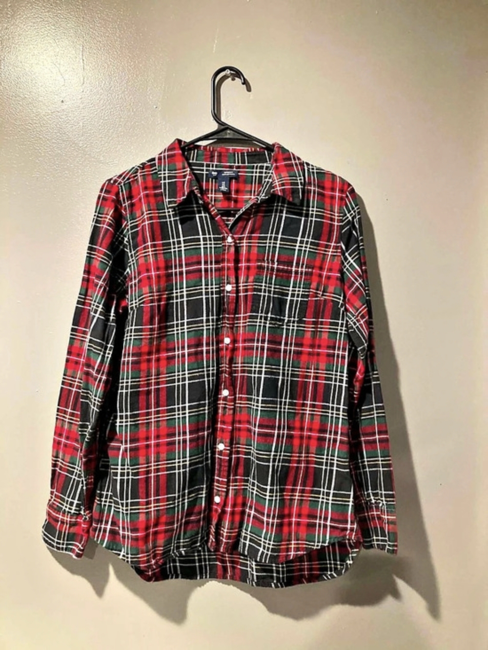Gap Boyfriend Fit Flannel Shirt Plaid Red & Black Size Small